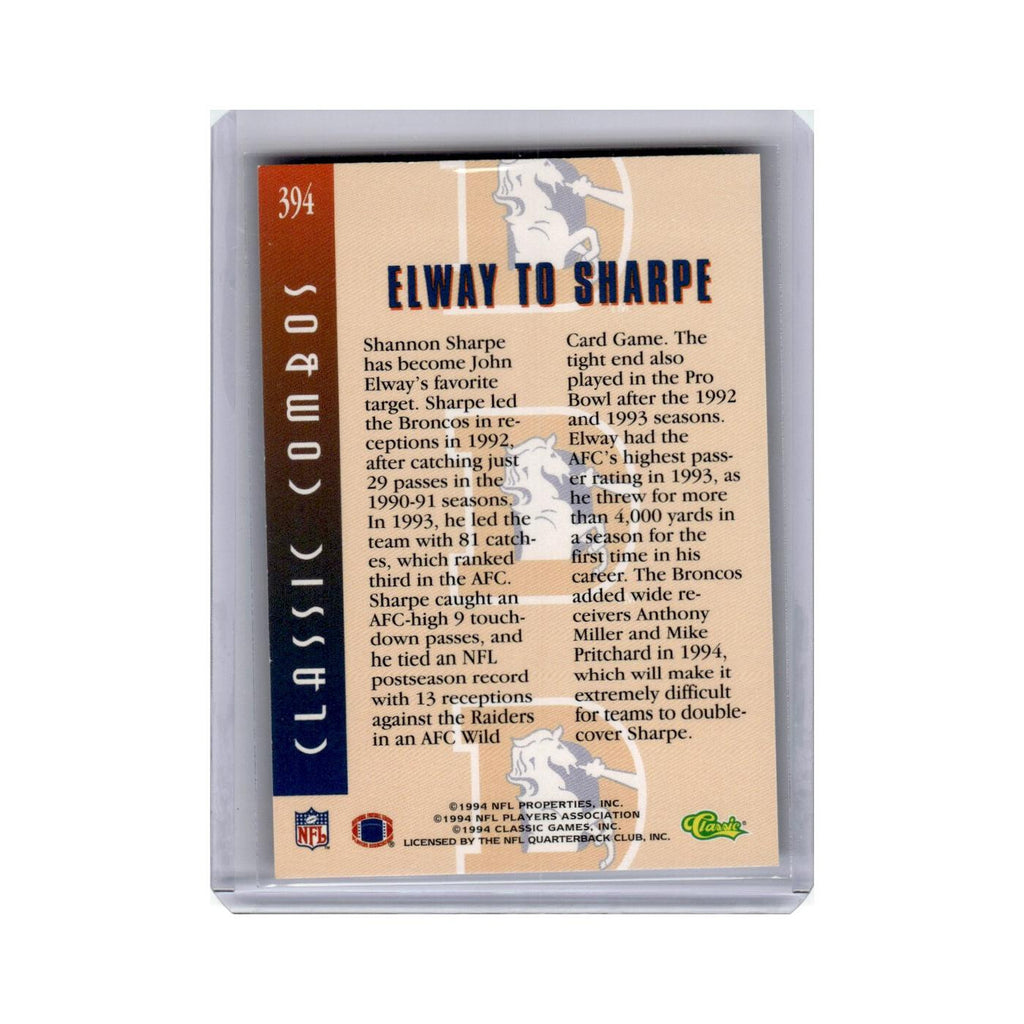 John Elway Shannon Sharpe 1994 Pro Line Live #394 Denver Broncos NM