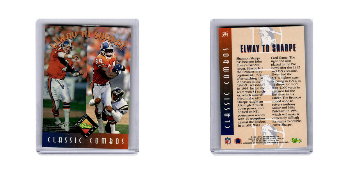 John Elway Shannon Sharpe 1994 Pro Line Live #394 Denver Broncos NM