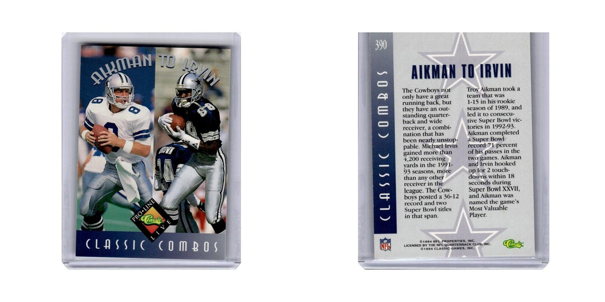 Troy Aikman Michael Irvin 1994 Pro Line Live #390 Dallas Cowboys NM