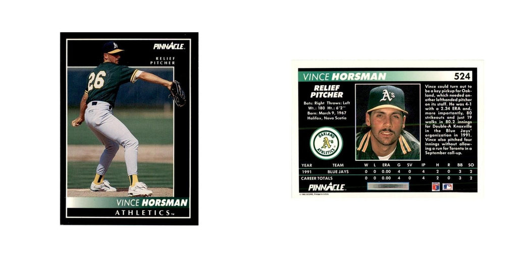 1992 Pinnacle Vince Horsman Baseball Cards #524