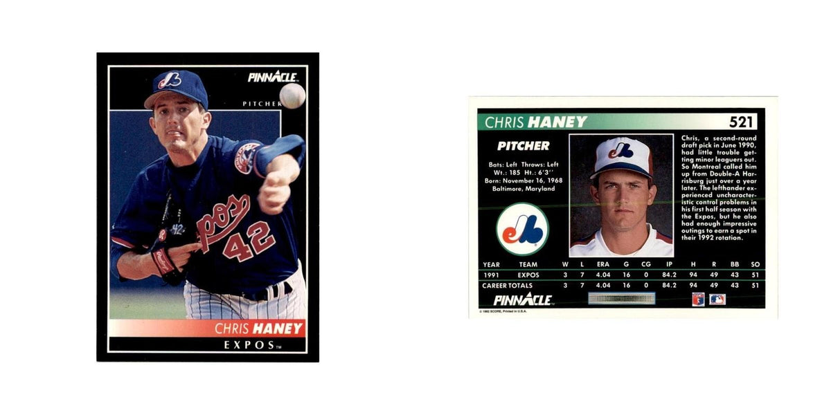 1992 Pinnacle Chris Haney Baseball Cards #521