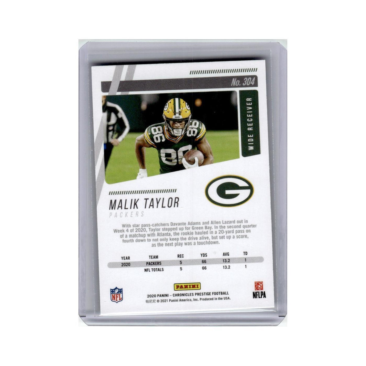 Malik Taylor 2020 Panini Chronicles Prestige Rookies #304 Green Bay Packers NM