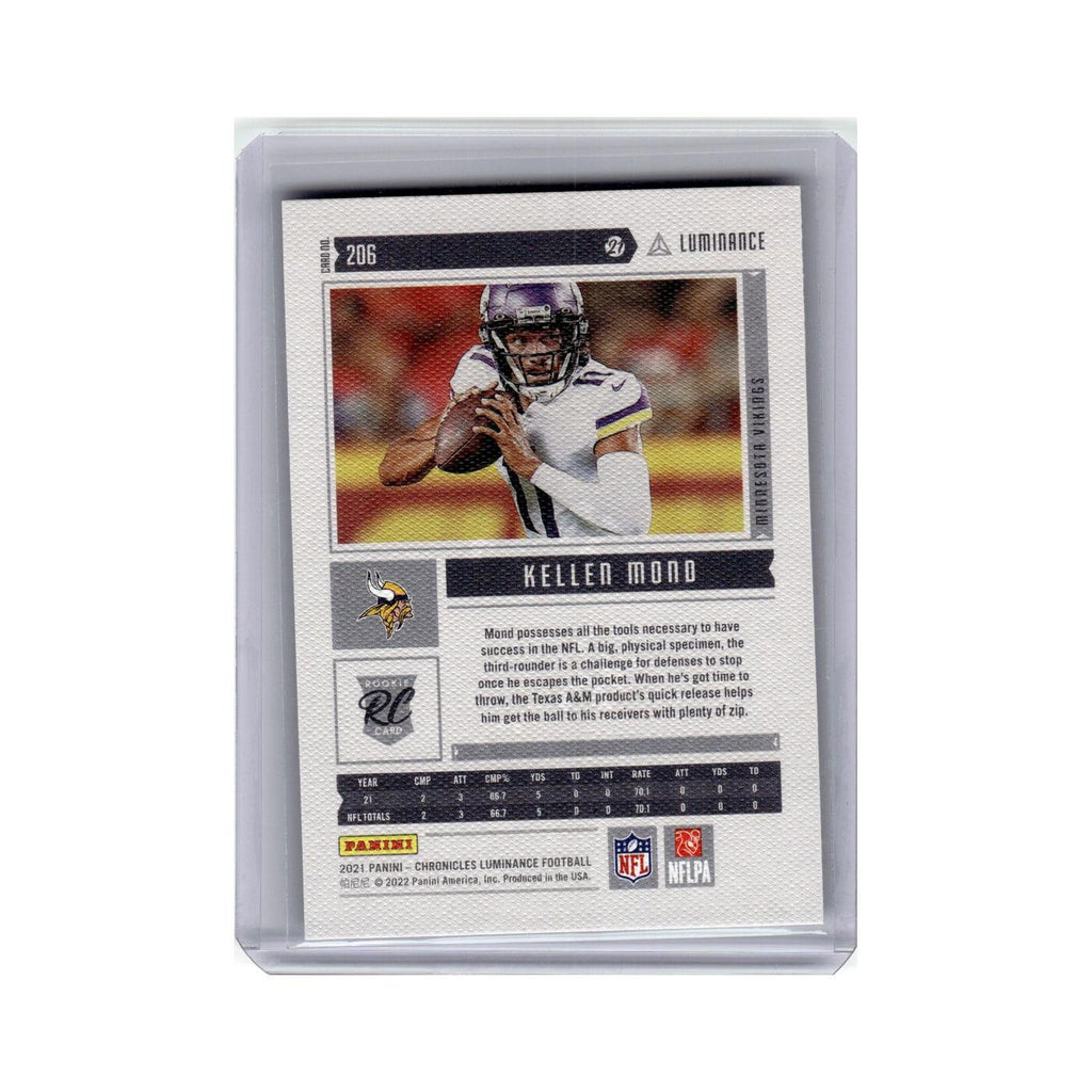 Kellen Mond Rookie 2021 Panini Chronicles Luminance #206 Minnesota Vikings NM