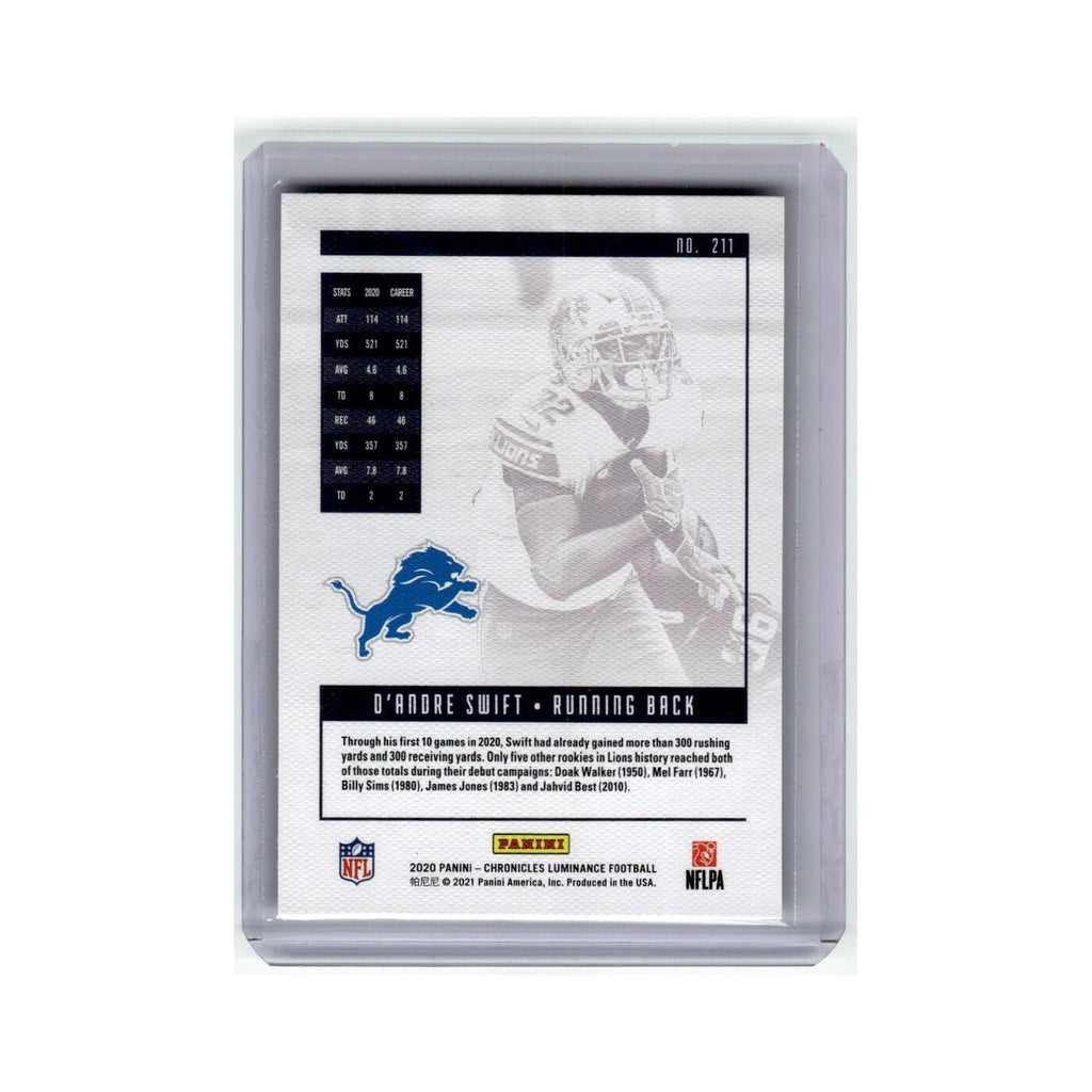 D'Andre Swift Rookie 2020 Panini Chronicles Luminance #211 Detroit Lions NM