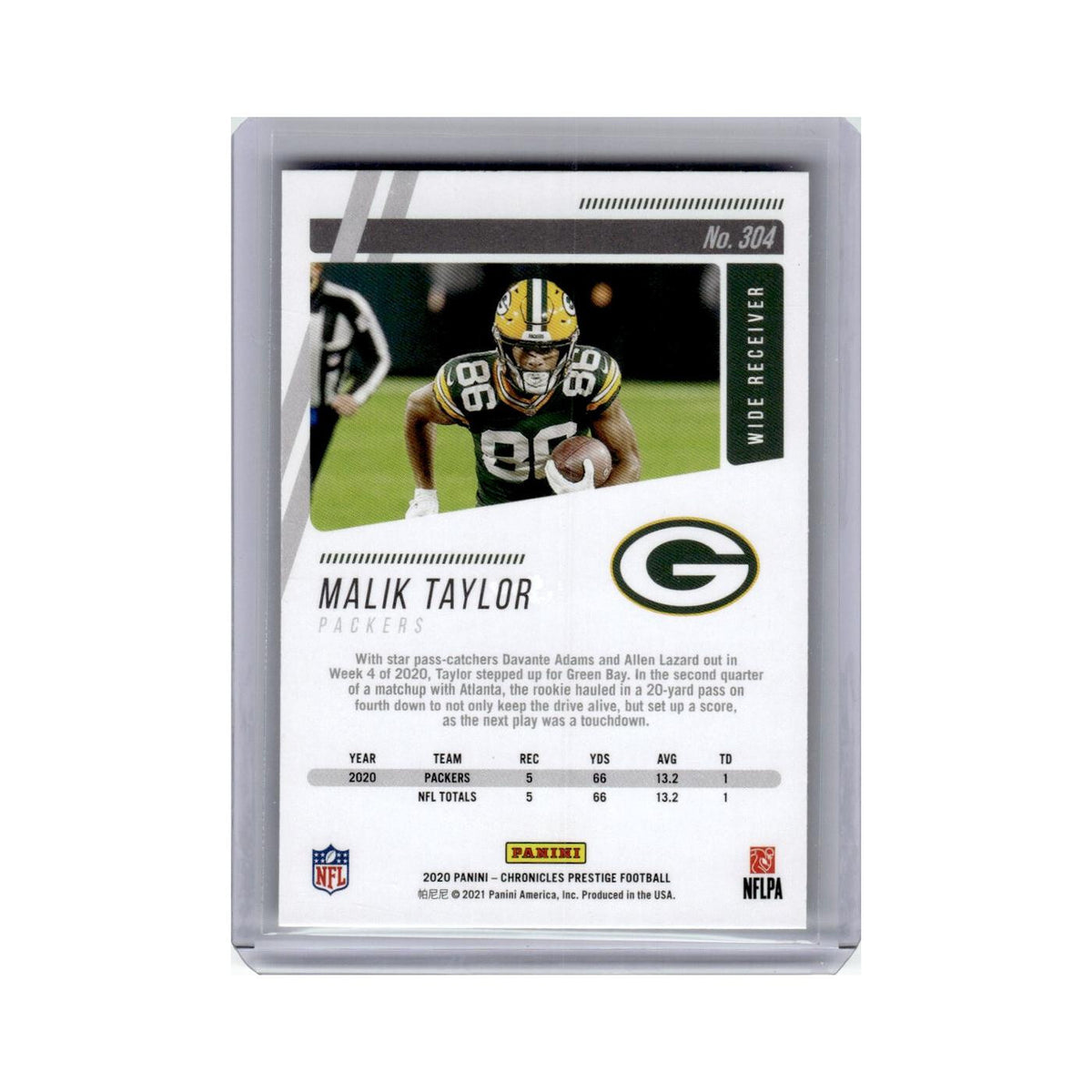 Malik Taylor 2020 Panini Chronicles Prestige Rookies #304 Green Bay Packers NM