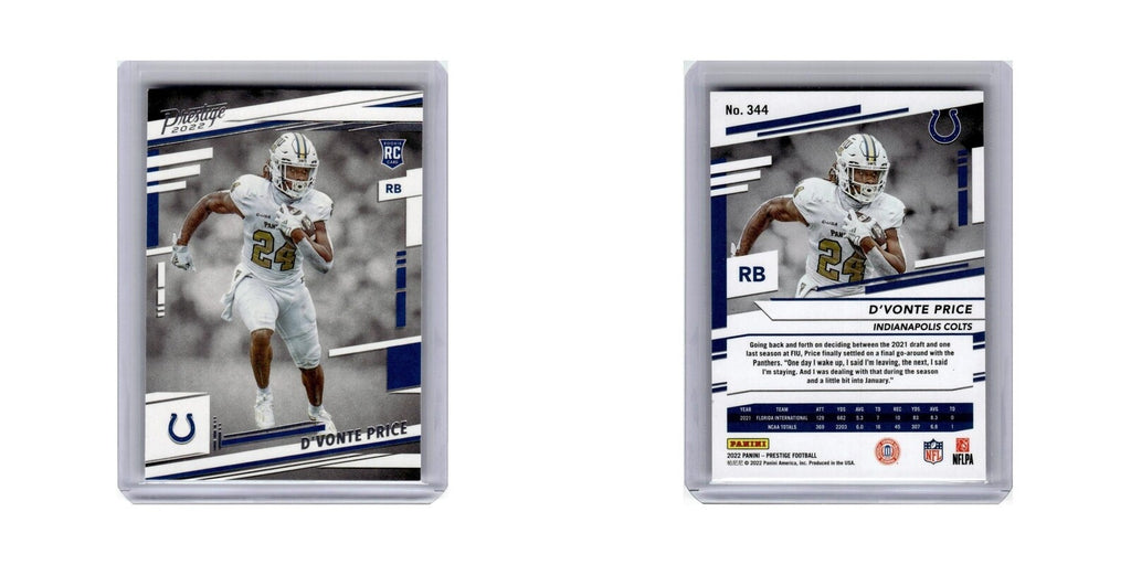 D'Vonte Price Rookie 2022 Panini Prestige #344 Indianapolis Colts NM