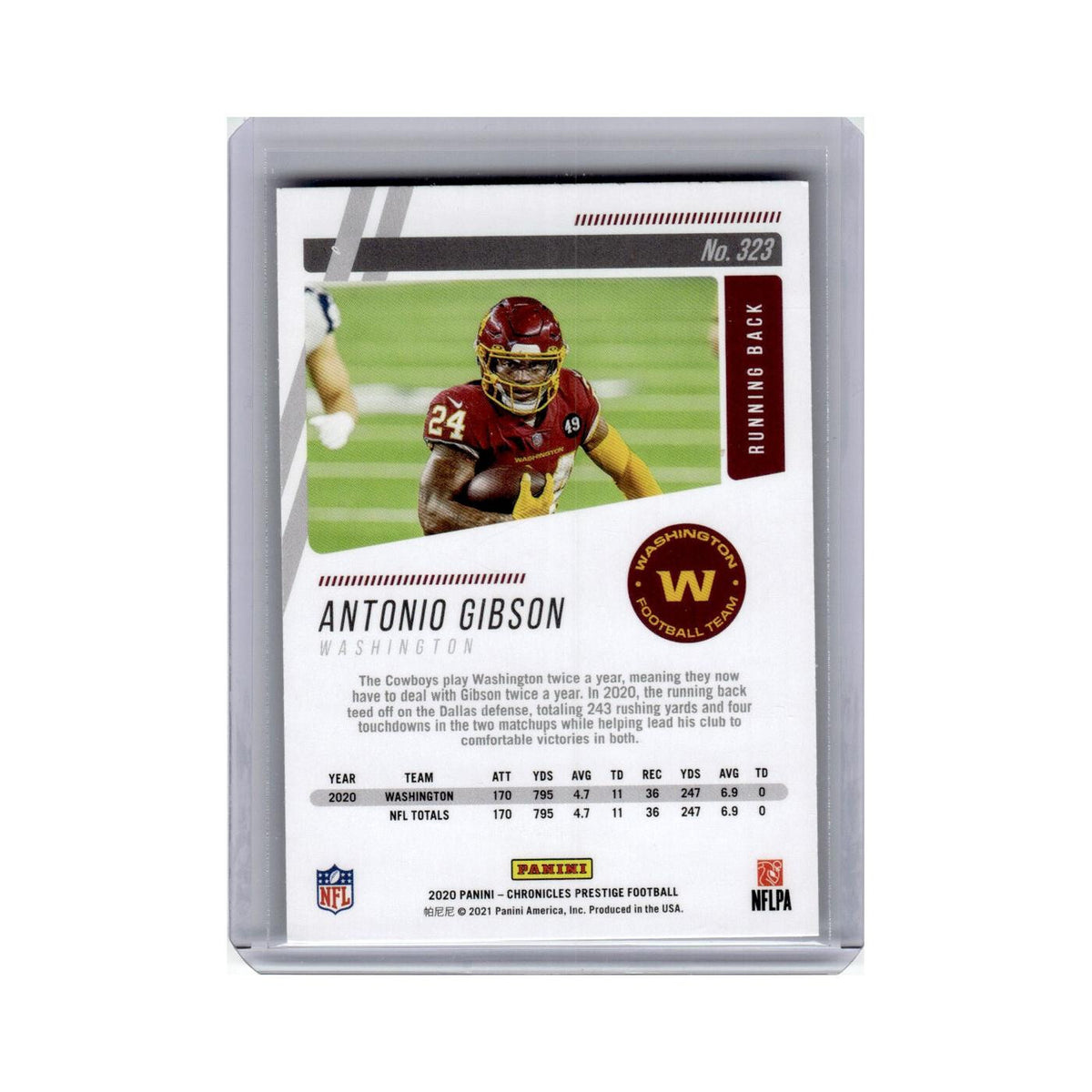 Antonio Gibson 2020 Panini Chronicles Prestige Rookies #323 NM
