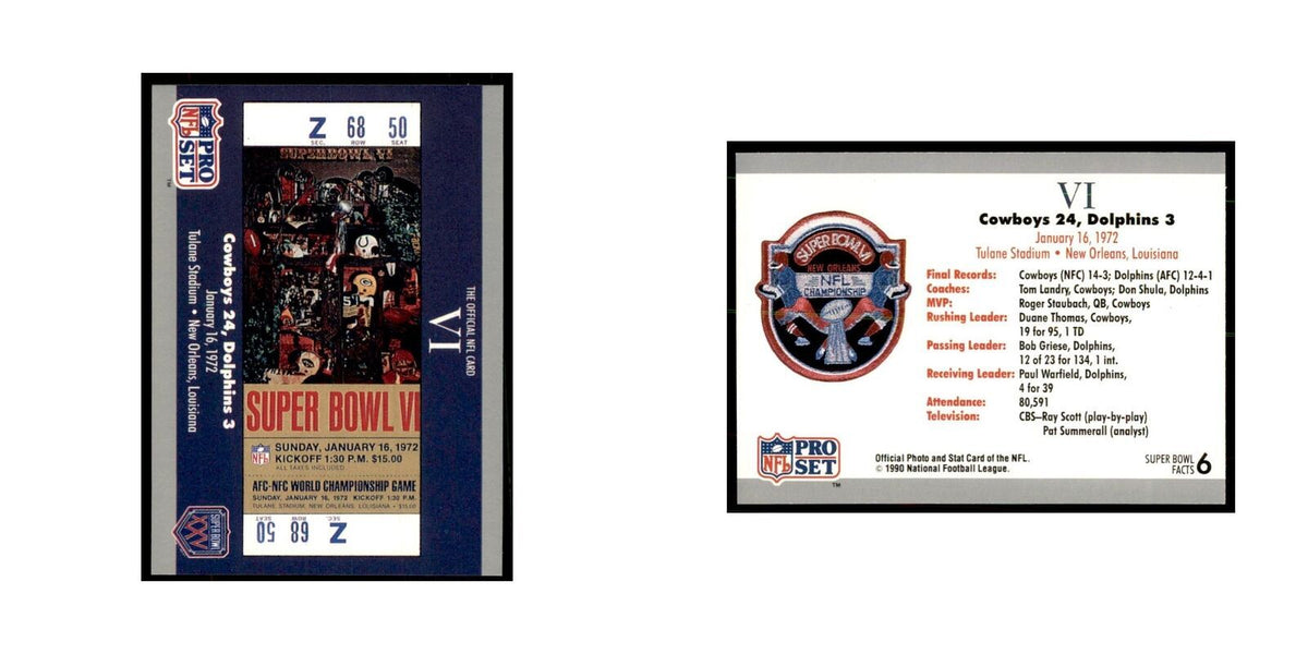 1990 Pro Set Silver Anniversay Commemorative SB VI Ticket #6