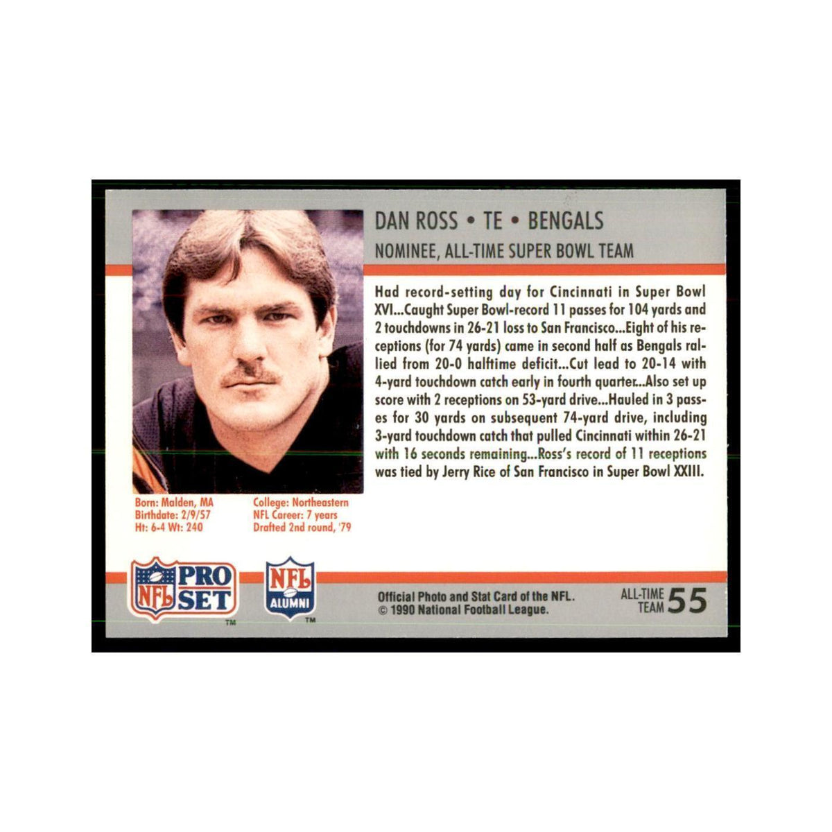 1990 Pro Set Silver Anniversay Commemorative Dan Ross #55
