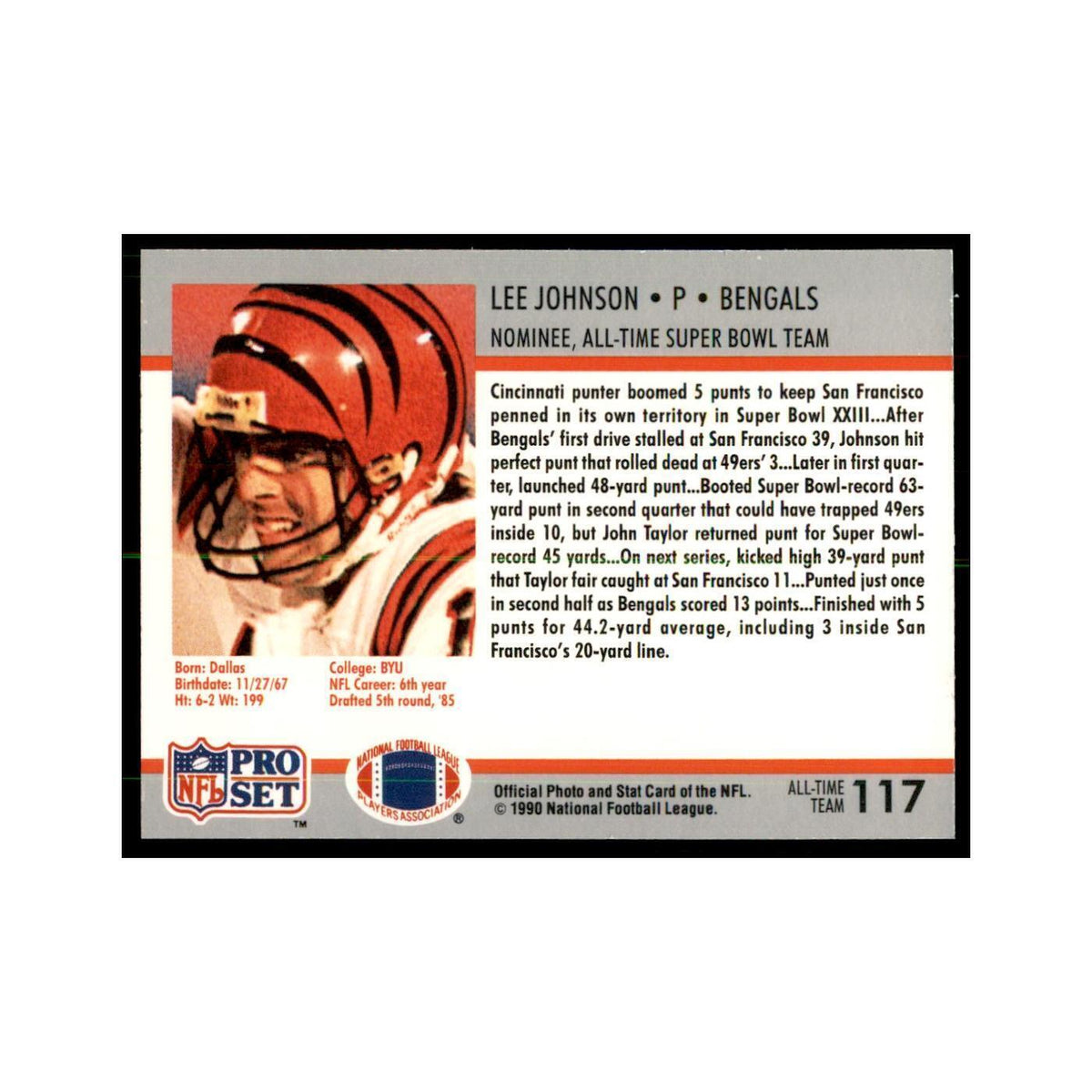 1990 Pro Set Silver Anniversay Commemorative Lee Johnson #117