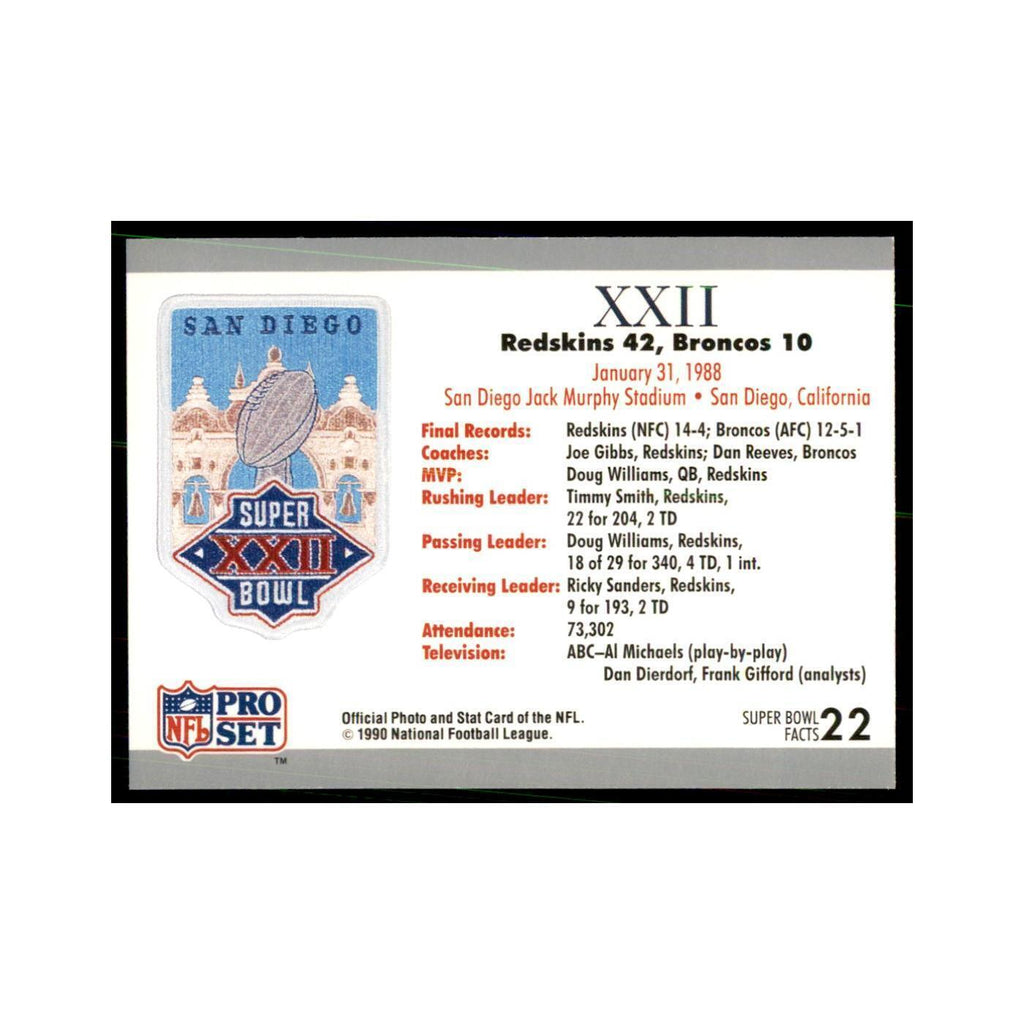 1990 Pro Set Silver Anniversay Commemorative SB XXII Ticket #22