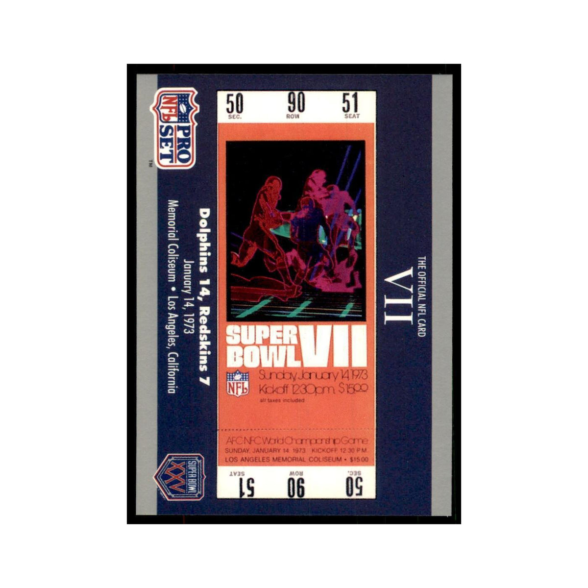 1990 Pro Set Silver Anniversay Commemorative SB VII Ticket #7