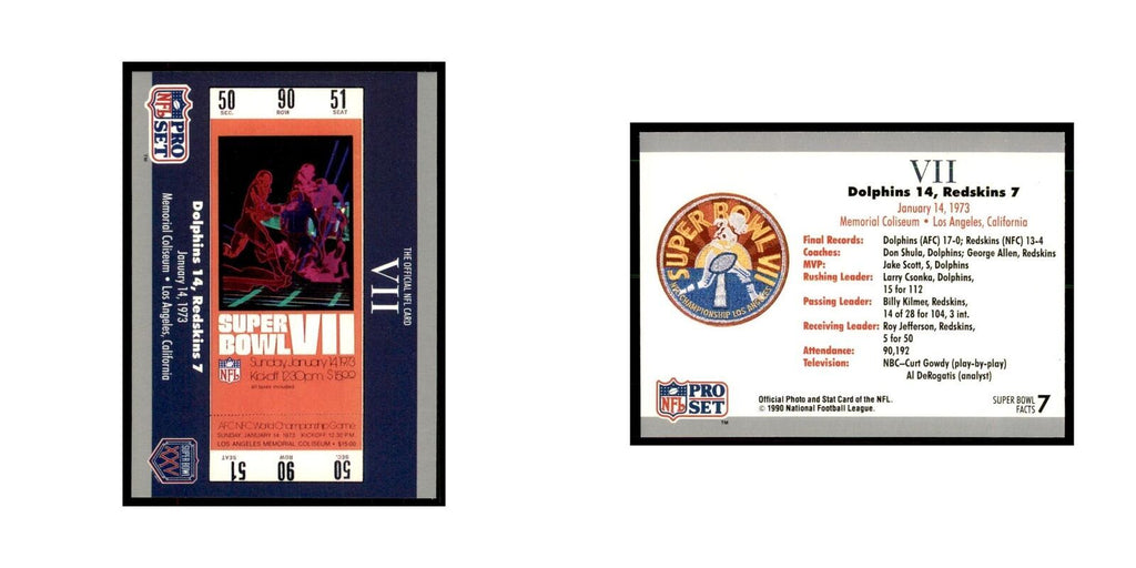 1990 Pro Set Silver Anniversay Commemorative SB VII Ticket #7