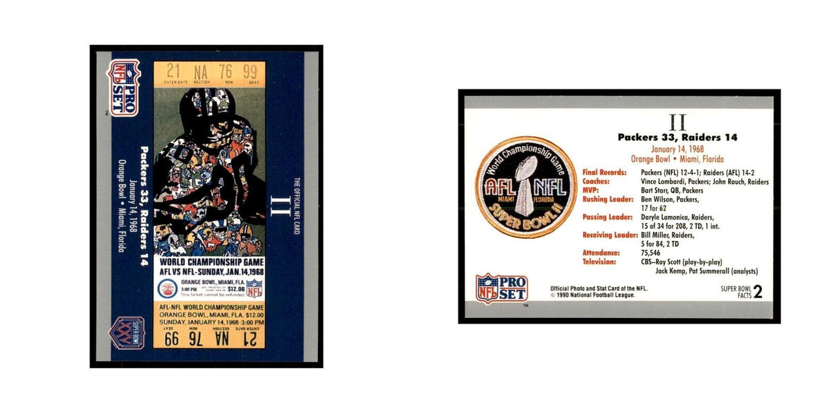 1990 Pro Set Silver Anniversay Commemorative SB II Ticket #2