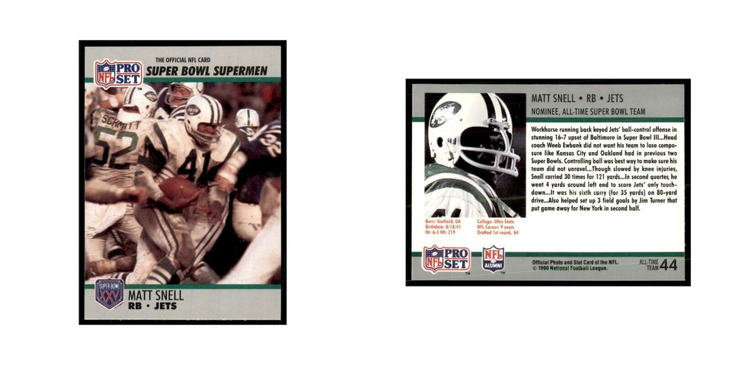 1990 Pro Set Silver Anniversay Commemorative Matt Snell #44