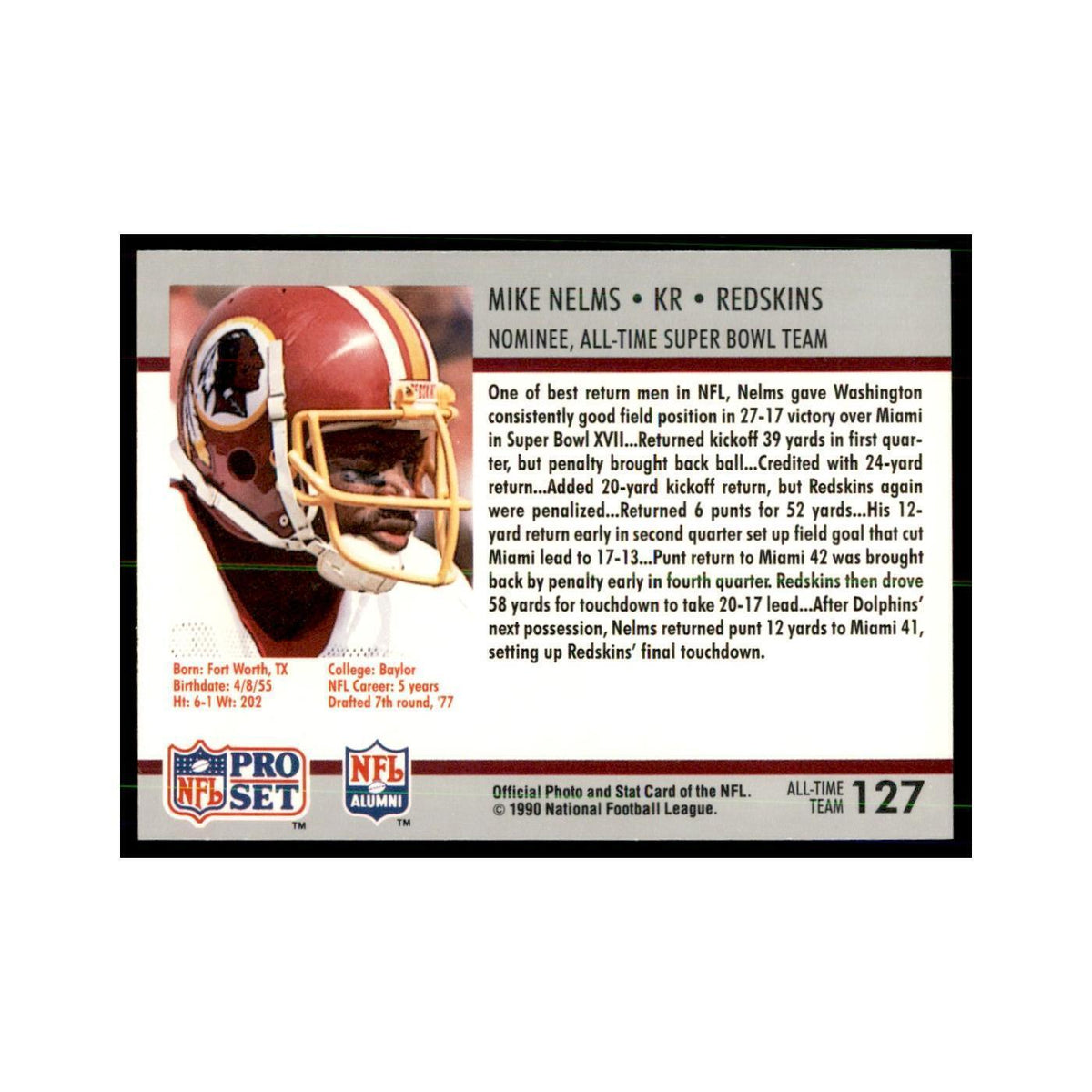 1990 Pro Set Silver Anniversay Commemorative Mike Nelms #127