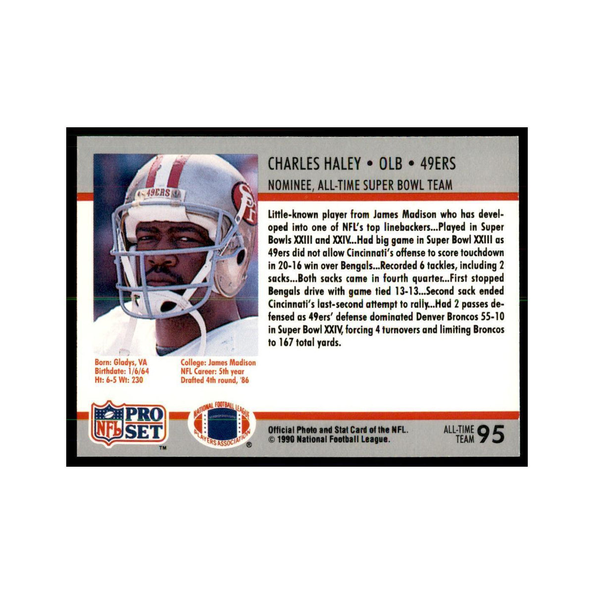 1990 Pro Set Silver Anniversay Commemorative Charles Haley #95