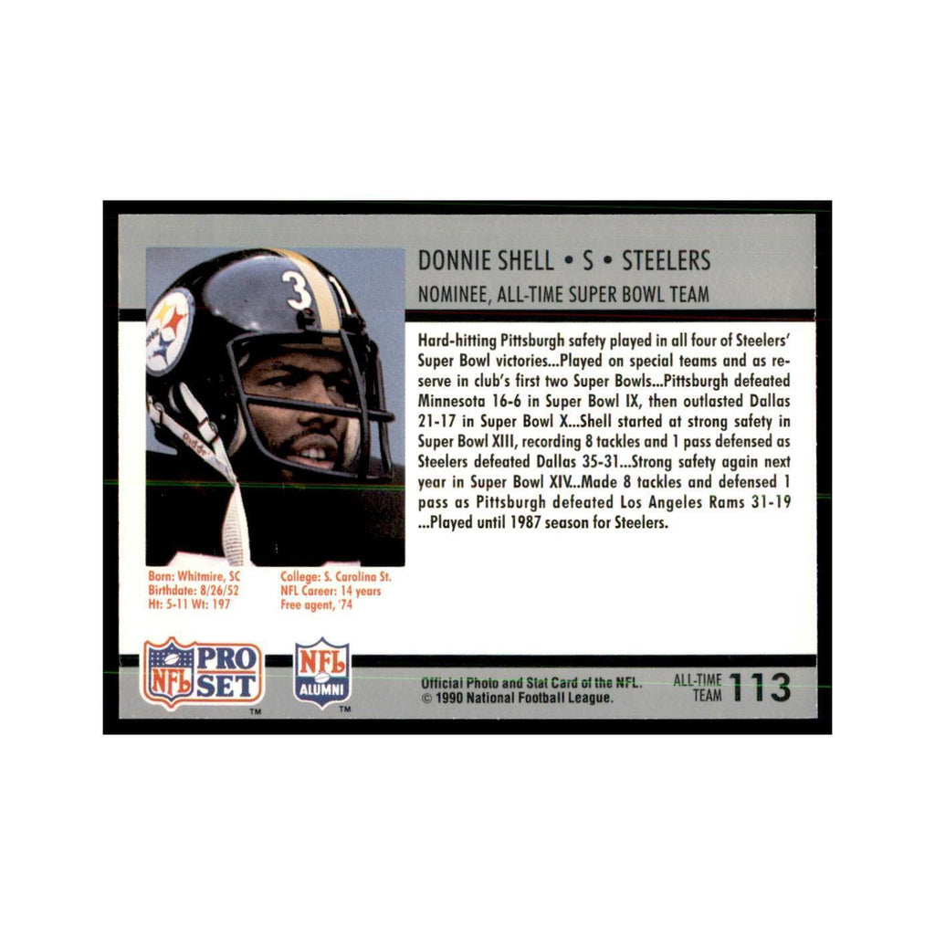 1990 Pro Set Silver Anniversay Commemorative Donnie Shell #113