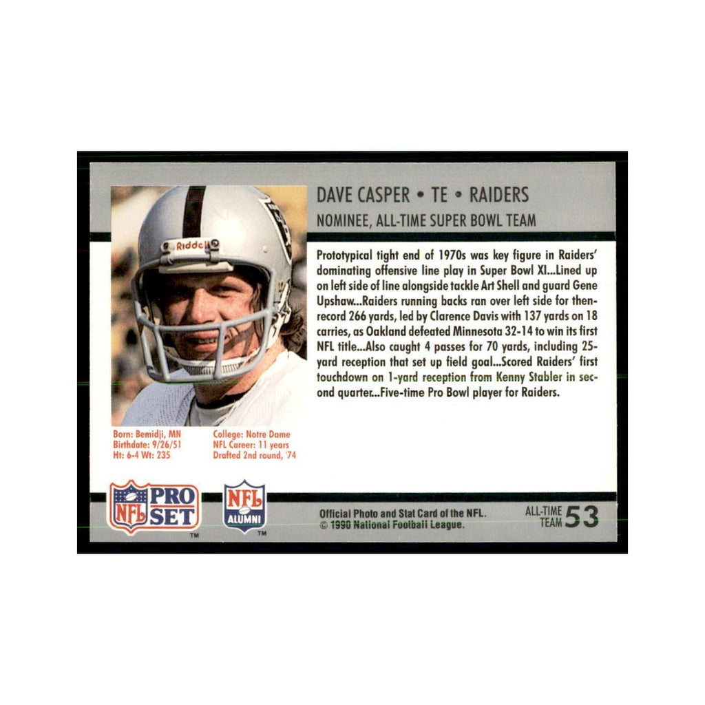 1990 Pro Set Silver Anniversay Commemorative Dave Casper #53