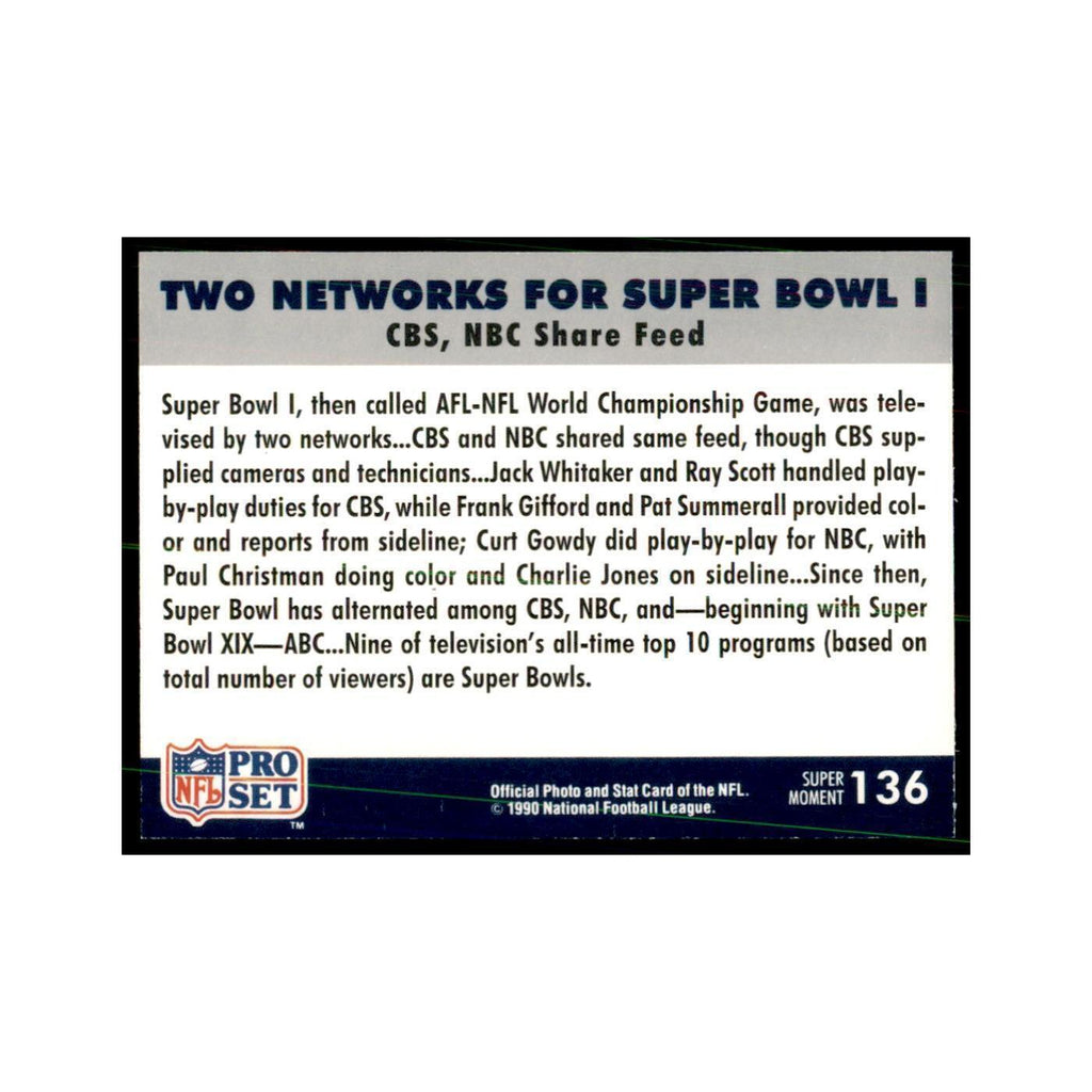 1990 Pro Set Silver Anniversay Commemorative Two Networks Super Bowl #136