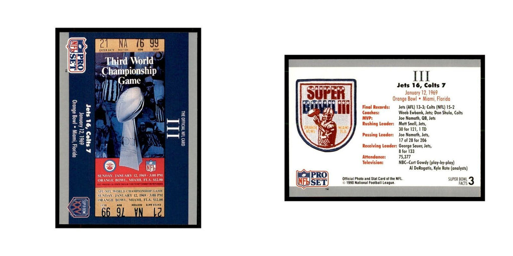 1990 Pro Set Silver Anniversay Commemorative SB III Ticket #3