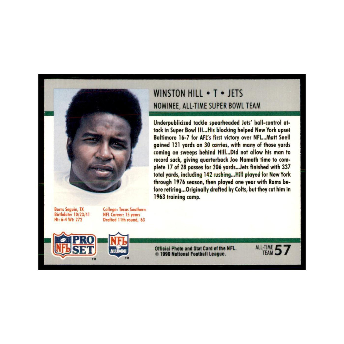 1990 Pro Set Silver Anniversay Commemorative Winston Hill #57