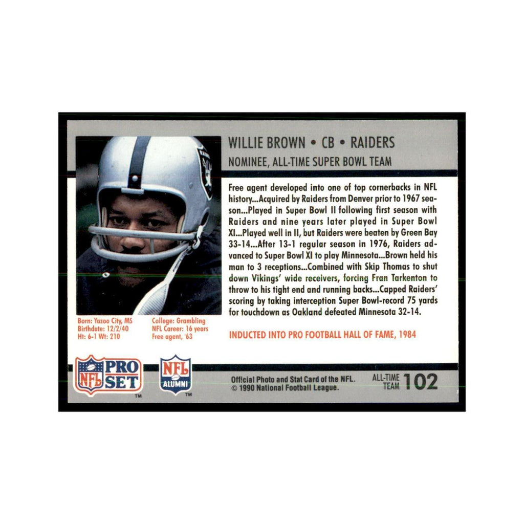 1990 Pro Set Silver Anniversay Commemorative Willie Brown #102