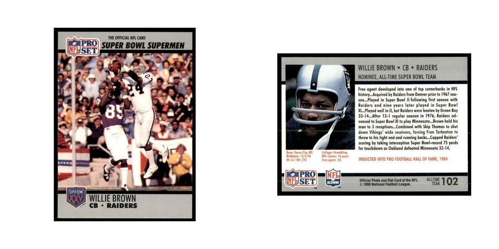 1990 Pro Set Silver Anniversay Commemorative Willie Brown #102