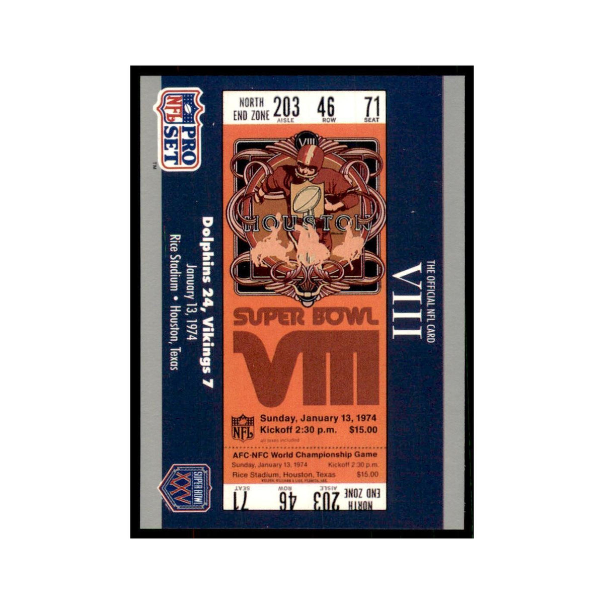 1990 Pro Set Silver Anniversay Commemorative SB VIII Ticket #8