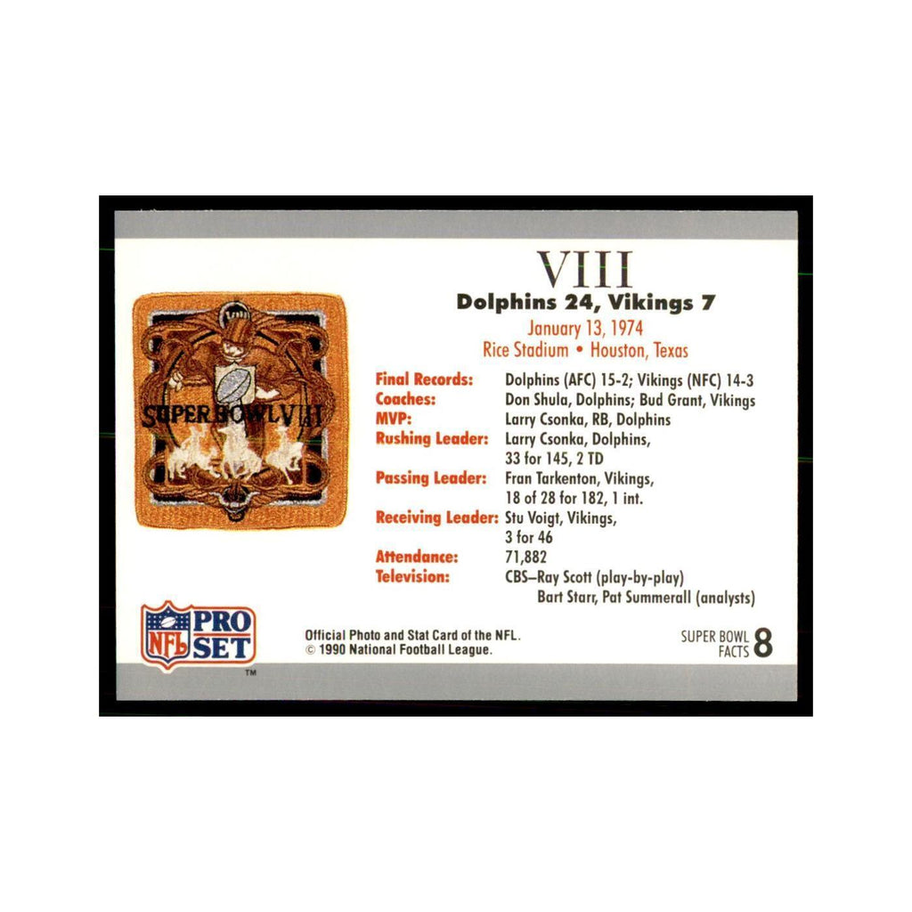 1990 Pro Set Silver Anniversay Commemorative SB VIII Ticket #8