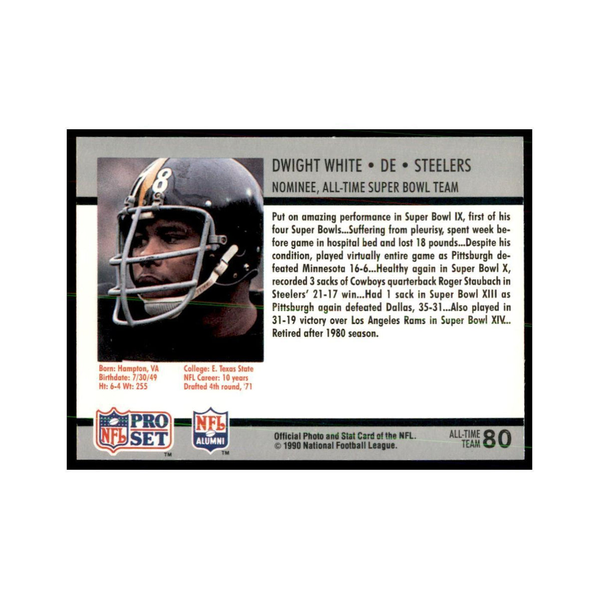 1990 Pro Set Silver Anniversay Commemorative Dwight White #80