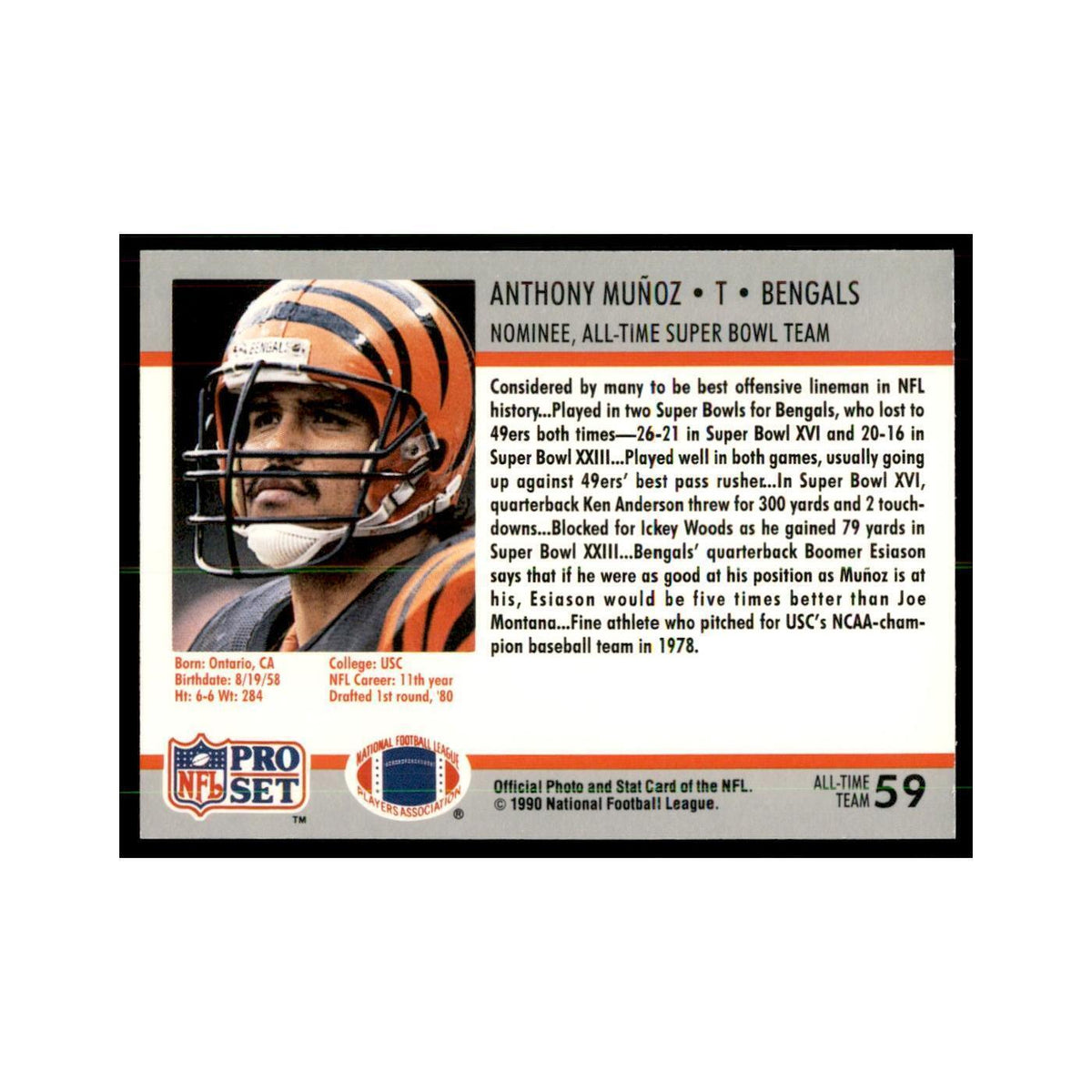 1990 Pro Set Silver Anniversay Commemorative Anthony Munoz #59