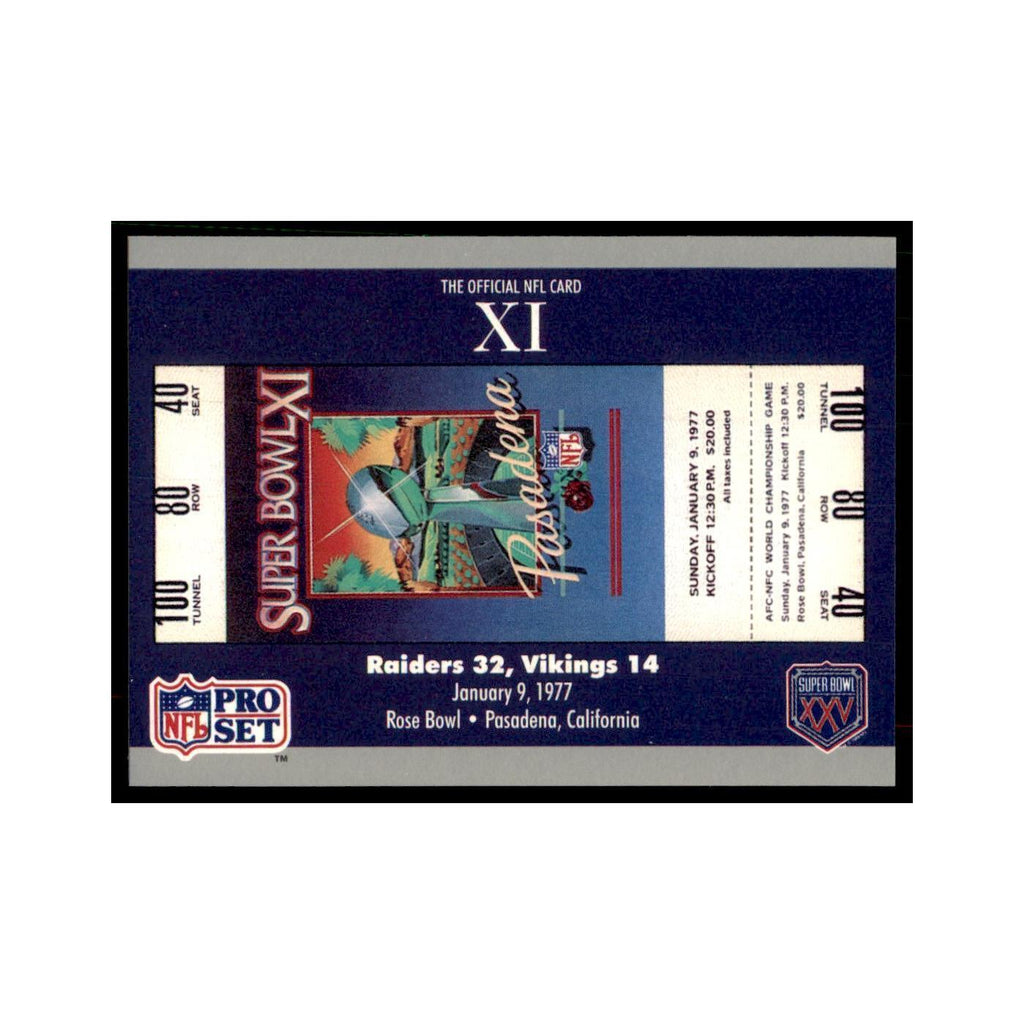 1989 Pro Set Silver Anniversay Commemorative SB XI Ticket #11