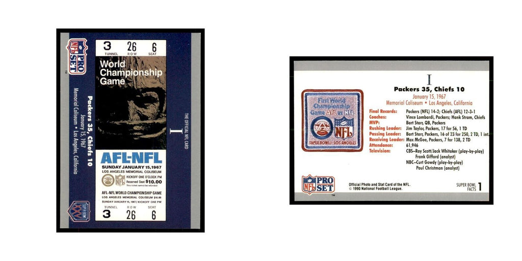 1990 Pro Set Silver Anniversay Commemorative SB I Ticket #1
