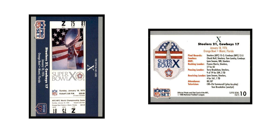 1990 Pro Set Silver Anniversay Commemorative SB X Ticket #10