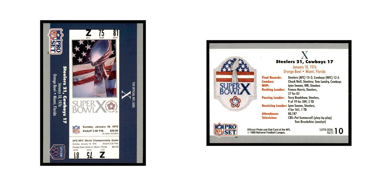 1990 Pro Set Silver Anniversay Commemorative SB X Ticket #10