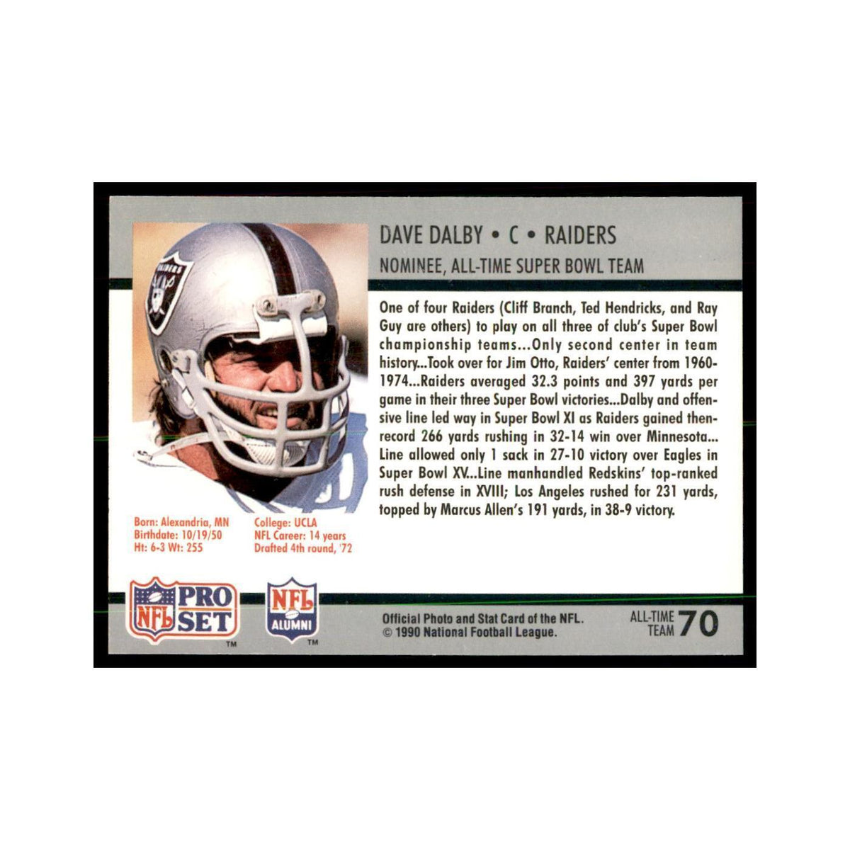 1990 Pro Set Silver Anniversay Commemorative Dave Dalby #70