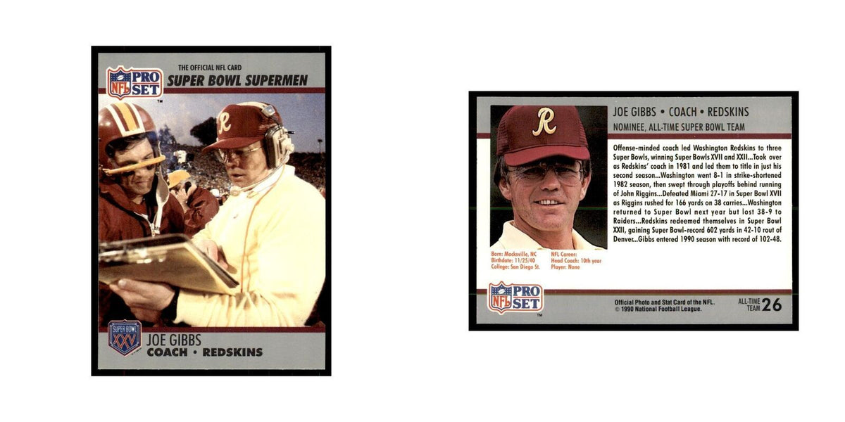 1990 Pro Set Silver Anniversay Commemorative Joe Gibbs #26