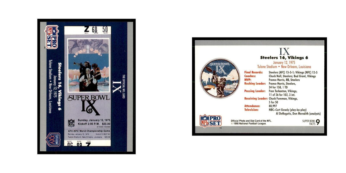 1990 Pro Set Silver Anniversay Commemorative SB IX Ticket #9