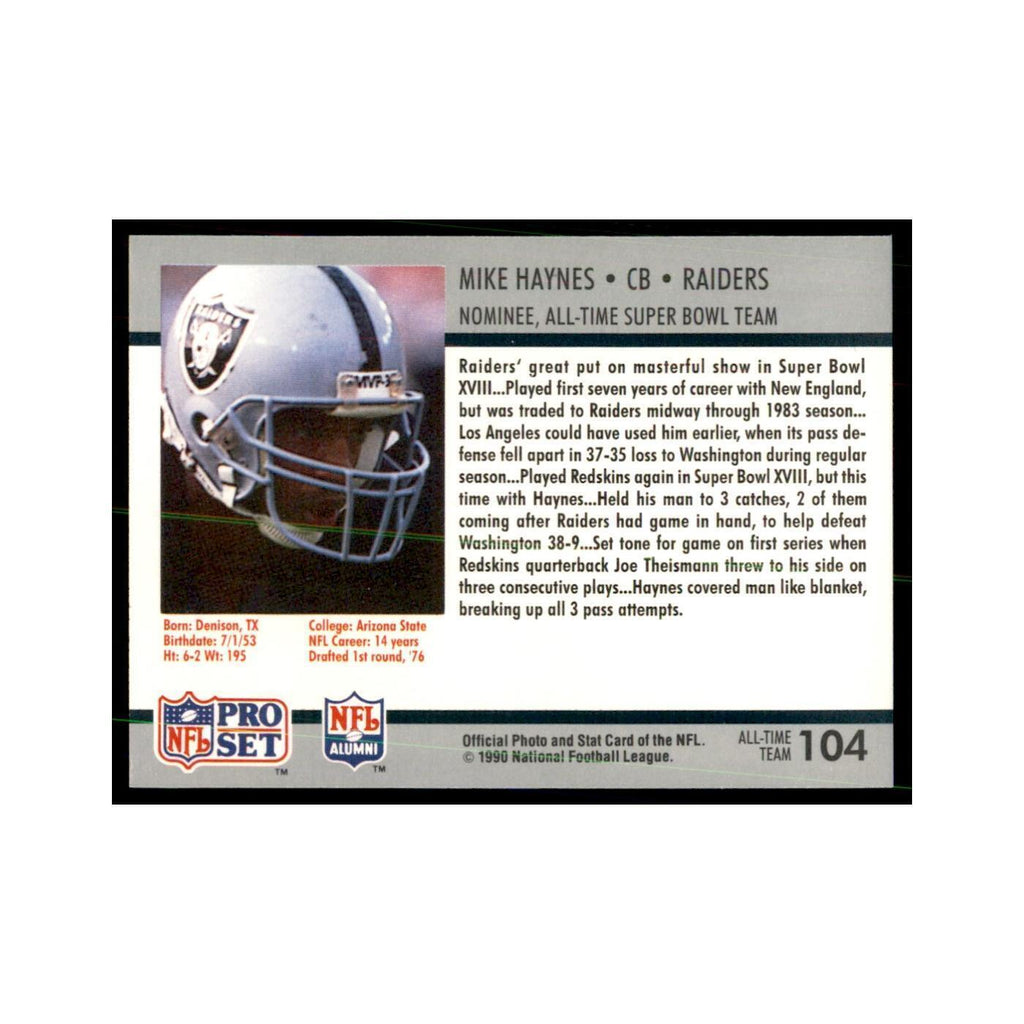 1990 Pro Set Silver Anniversay Commemorative Mike Haynes #104