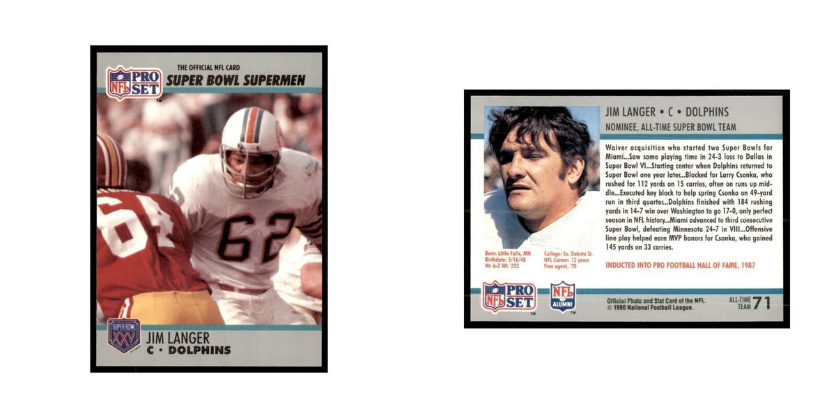 1990 Pro Set Silver Anniversay Commemorative Jim Langer #71