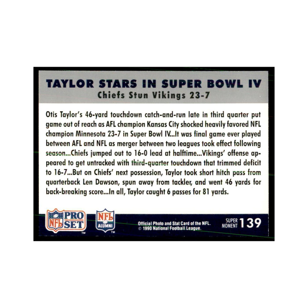 1990 Pro Set Silver Anniversay Commemorative Taylor Stars Super Bowl IV #139