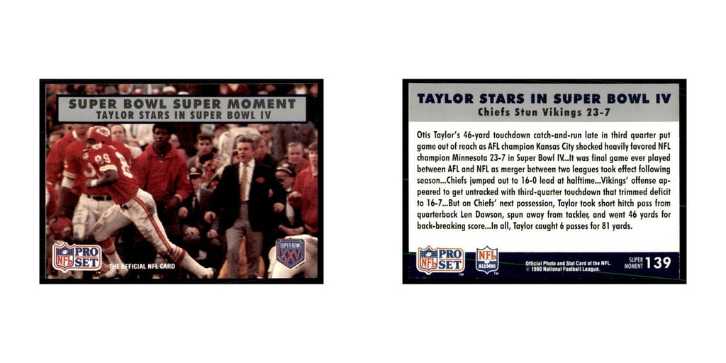 1990 Pro Set Silver Anniversay Commemorative Taylor Stars Super Bowl IV #139
