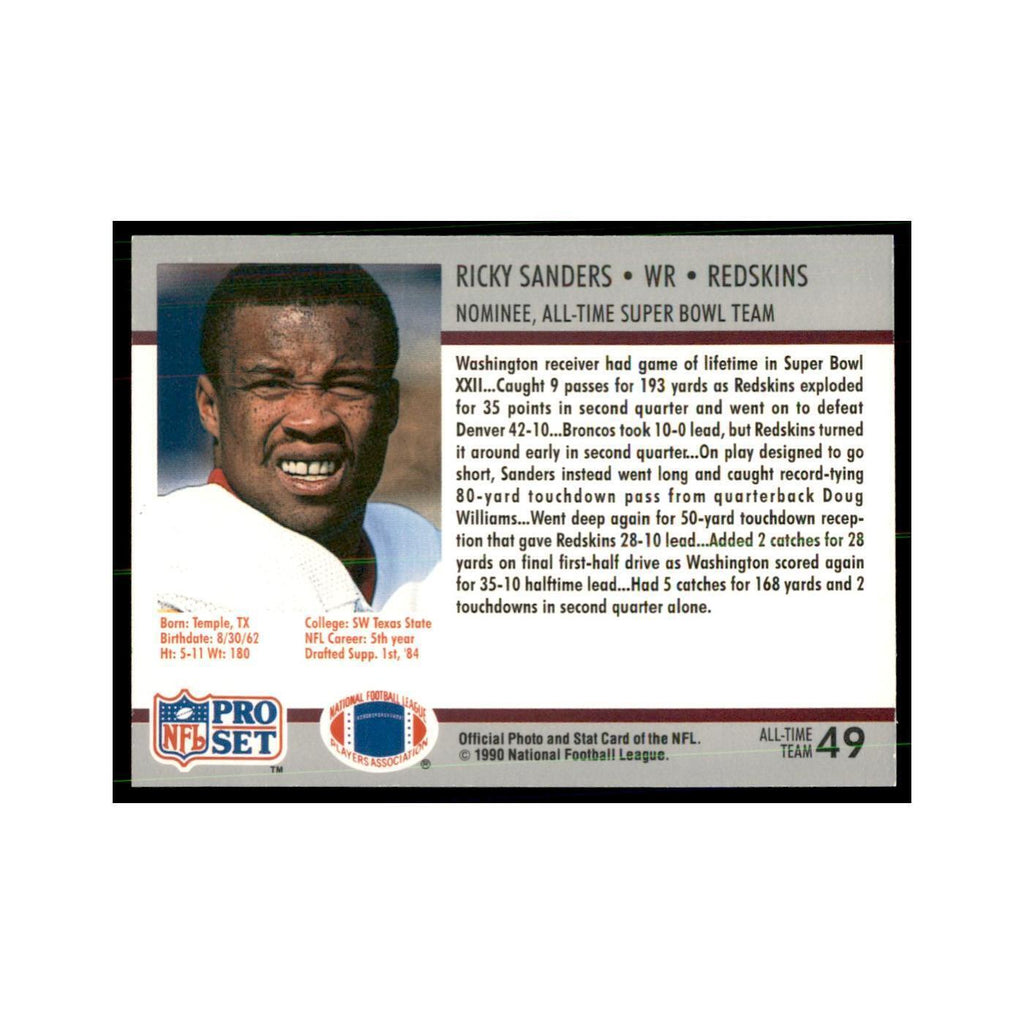 1990 Pro Set Silver Anniversay Commemorative Ricky Sanders #49