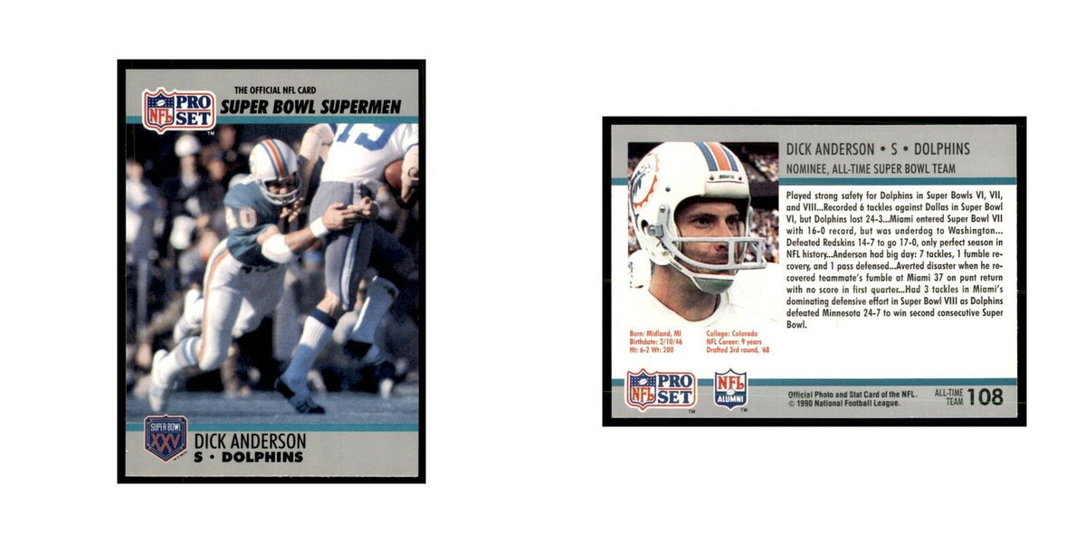 1990 Pro Set Silver Anniversay Commemorative Dick Anderson #108