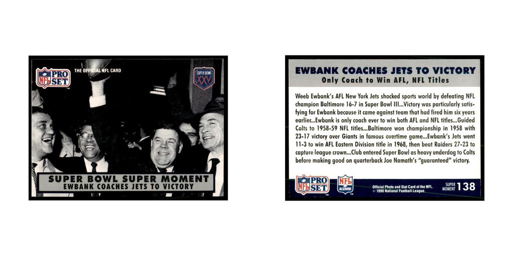 1990 Pro Set Silver Anniversay Commemorative Ewbank Coaches Jets #138