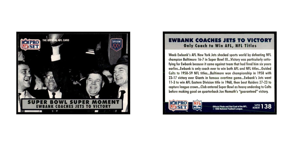 1990 Pro Set Silver Anniversay Commemorative Ewbank Coaches Jets #138