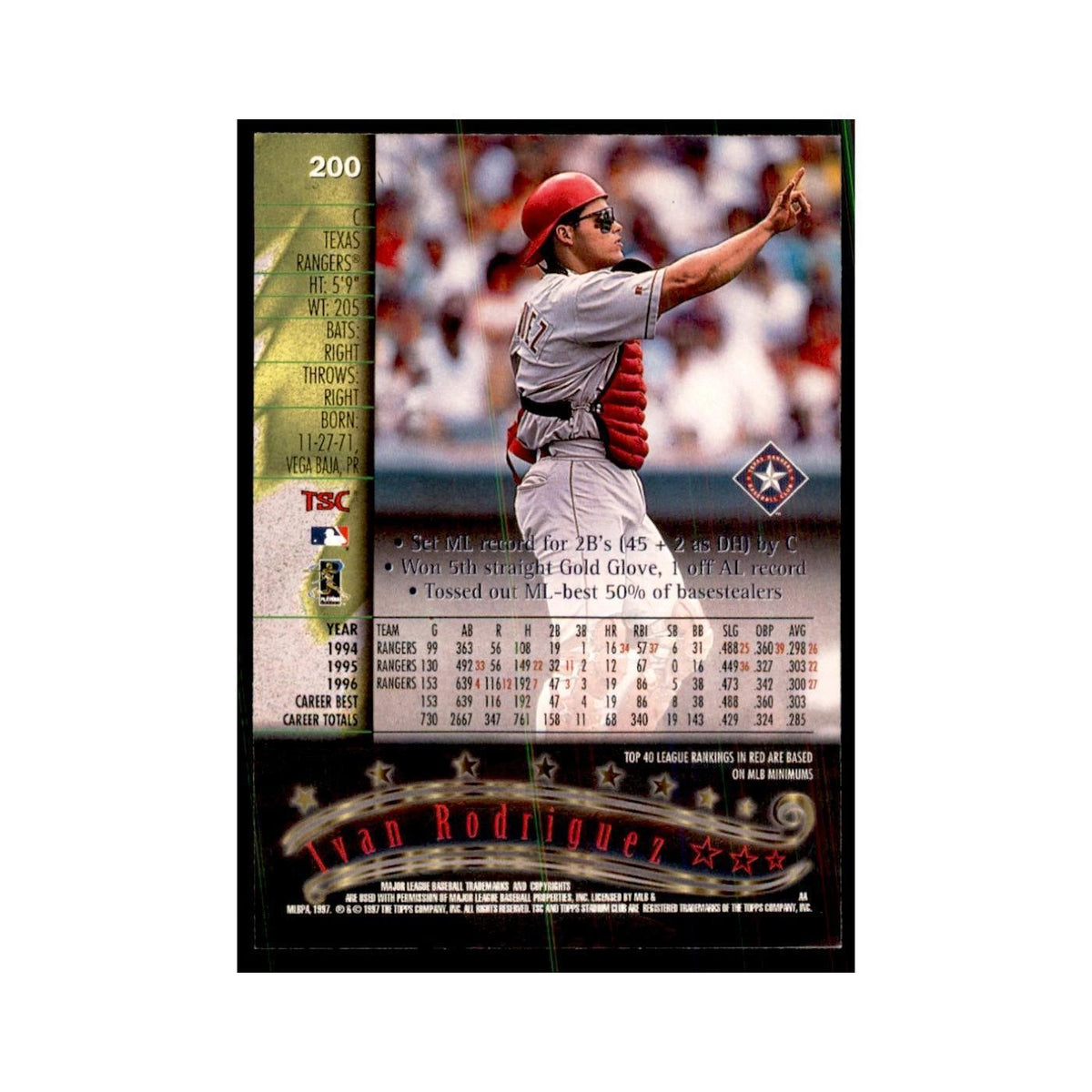1997 Stadium Club Ivan Rodriguez Baseball Cards #200