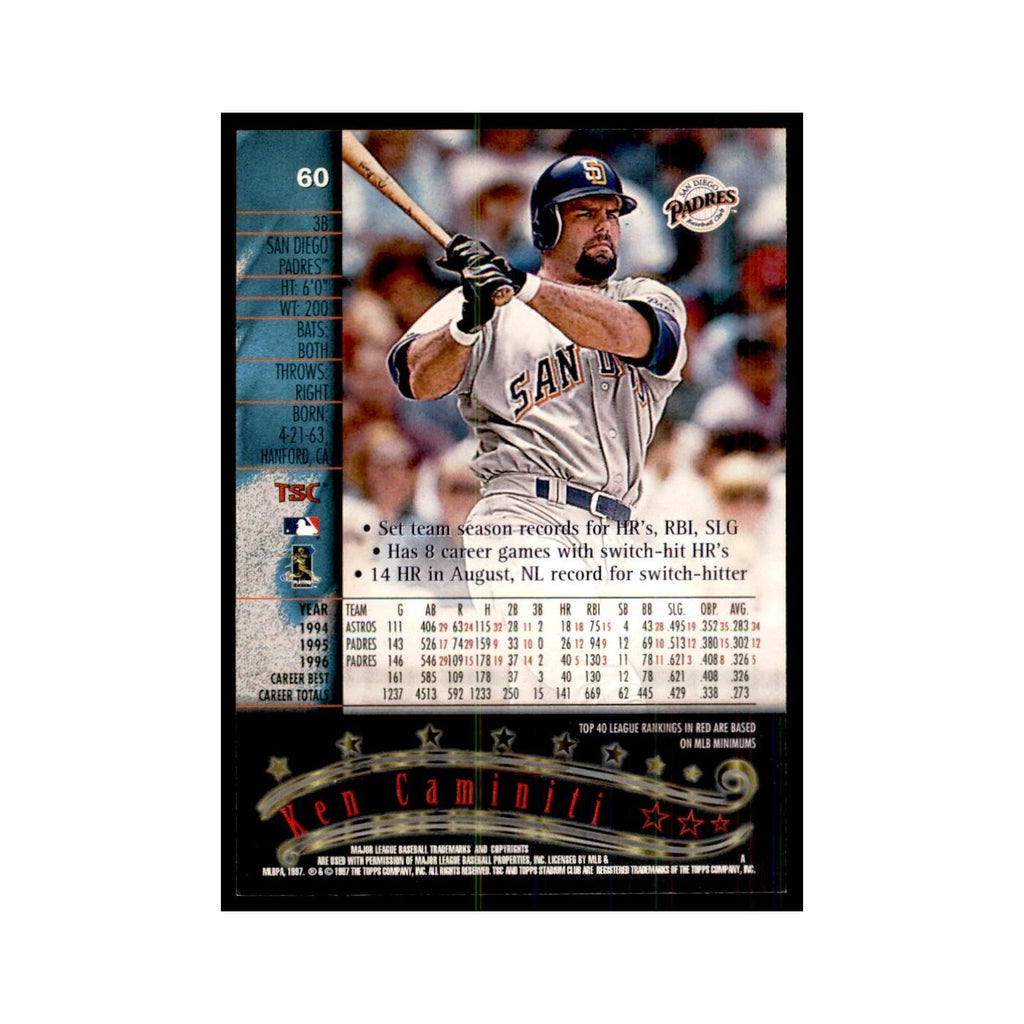 1997 Stadium Club Ken Caminiti Baseball Cards #60