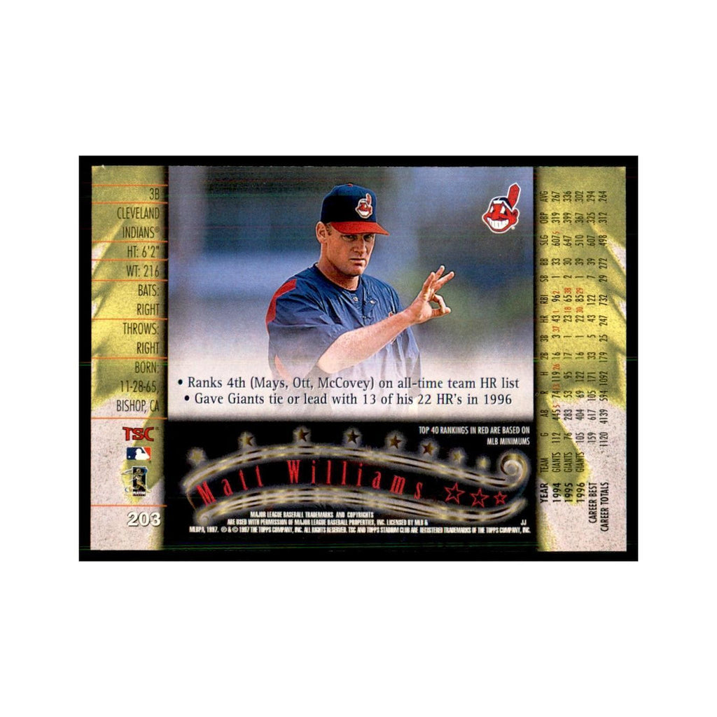1997 Stadium Club Matt Williams Baseball Cards #203